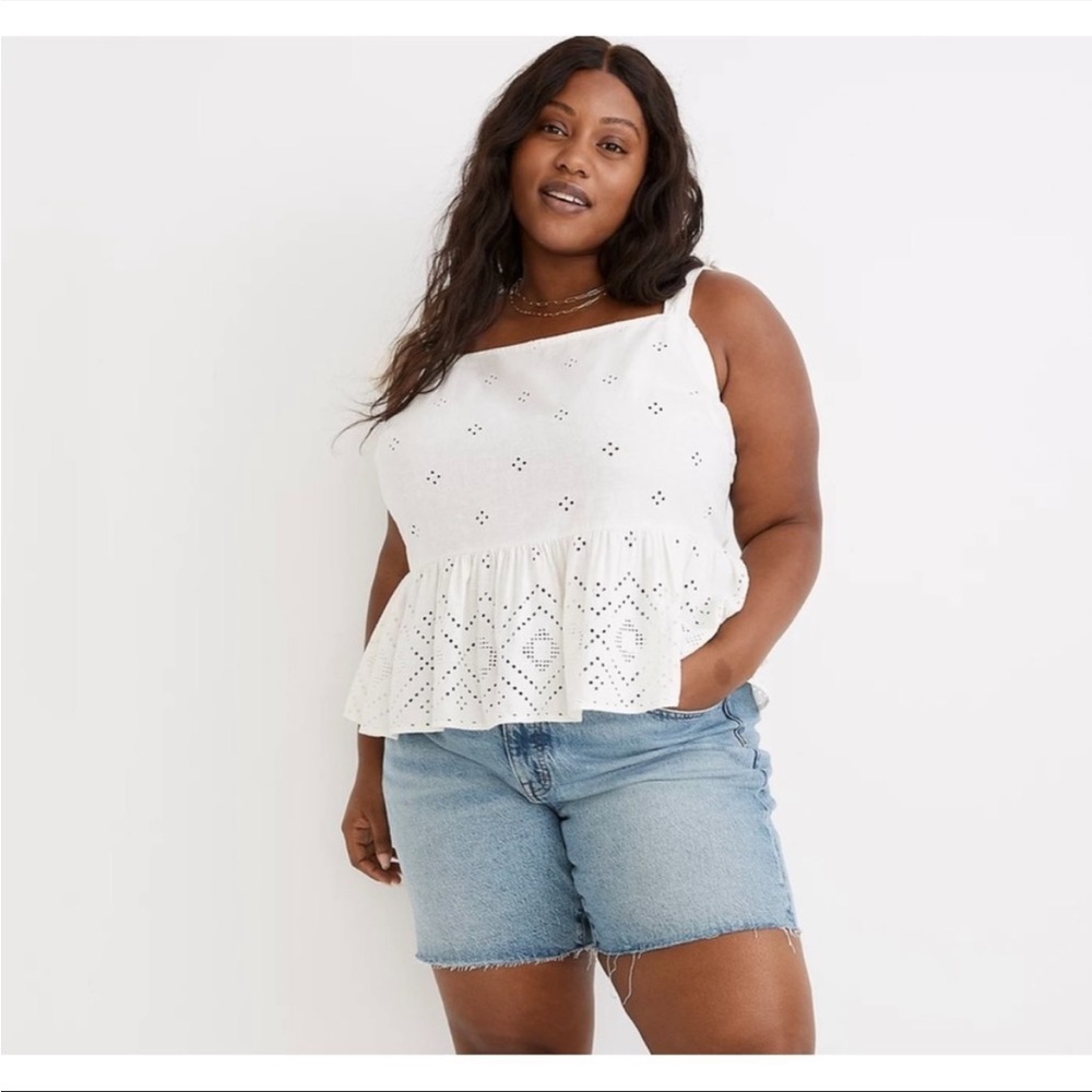 Madewell Rosalie Tie Strap Top Linen Blend Plus size